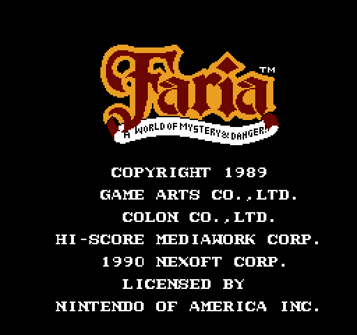 Faria: A World of Mystery & Danger! [NES]
