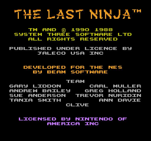The Last Ninja [NES]